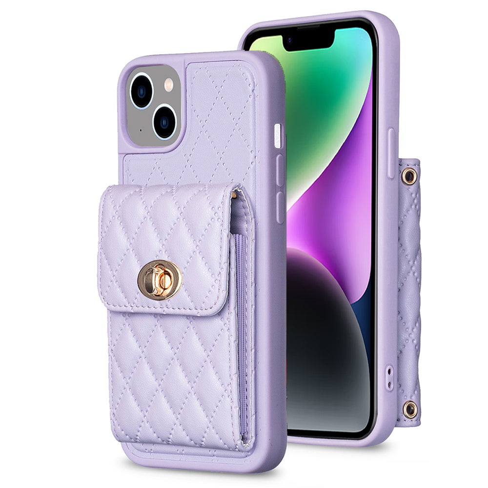 BF20-Style For iPhone 14 Plus PU Leather TPU Case Protective Phone Shell with Card Holder Strap BF20-Style For iPhone 14 Plus PU Leather TPU Case Protective Phone Shell with Card Holder Strap
